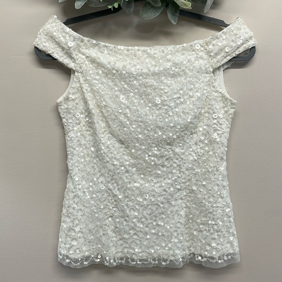 NWT Adrianna Papell Sequin Off The Shoulder Blouse 4 - Picture 1 of 16
